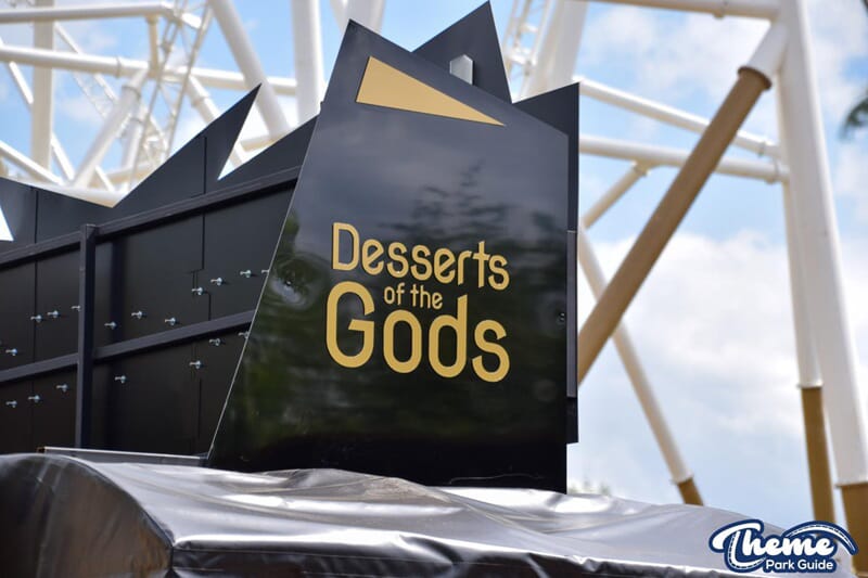 An image of the exterior signage, which says, "Desserts of the Gods".